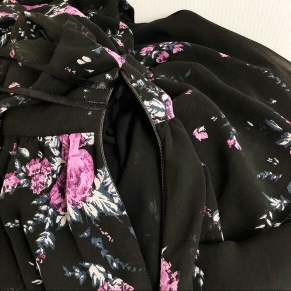 Free People Tied To You black Floral Tie Sleeve Dress XSmall - Picture 11 of 11